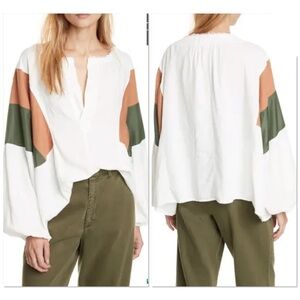 Free People White Beating Hearts split neck top S